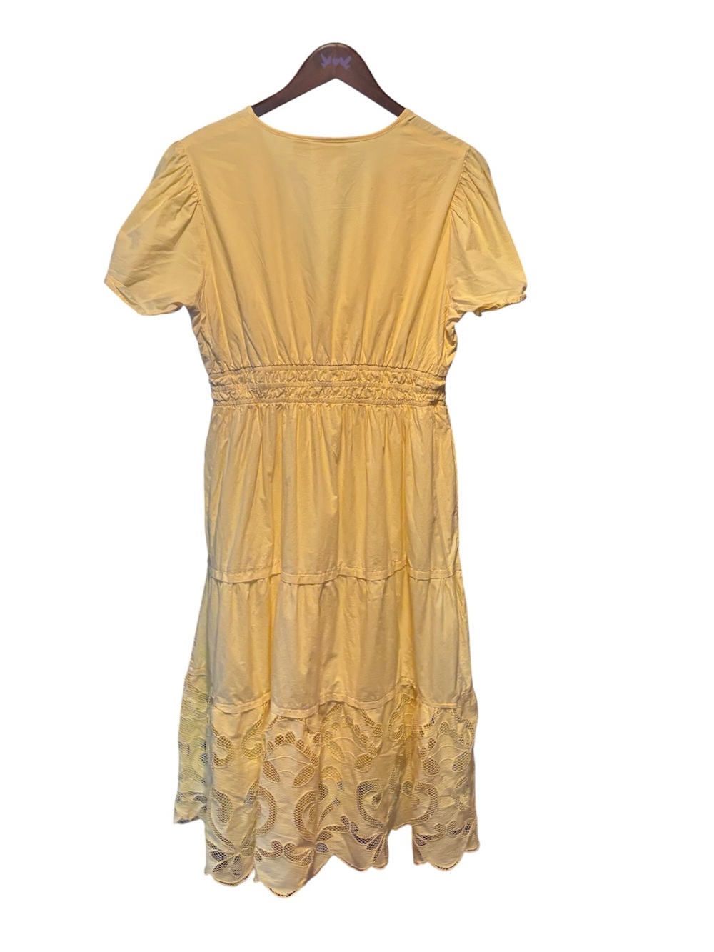 Haute Hippie Yellow Tiered Maxi Dress with Eyelet Hem - Picture 4 of 5